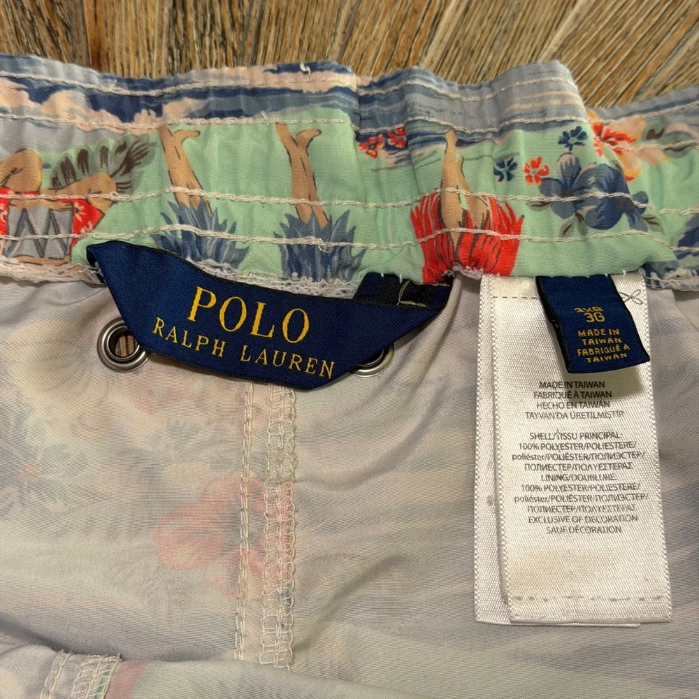 Vintage Polo Ralph Lauren 3XB Big Swim Trunks Hawaiian Tiki Retro Print 90s Y2K